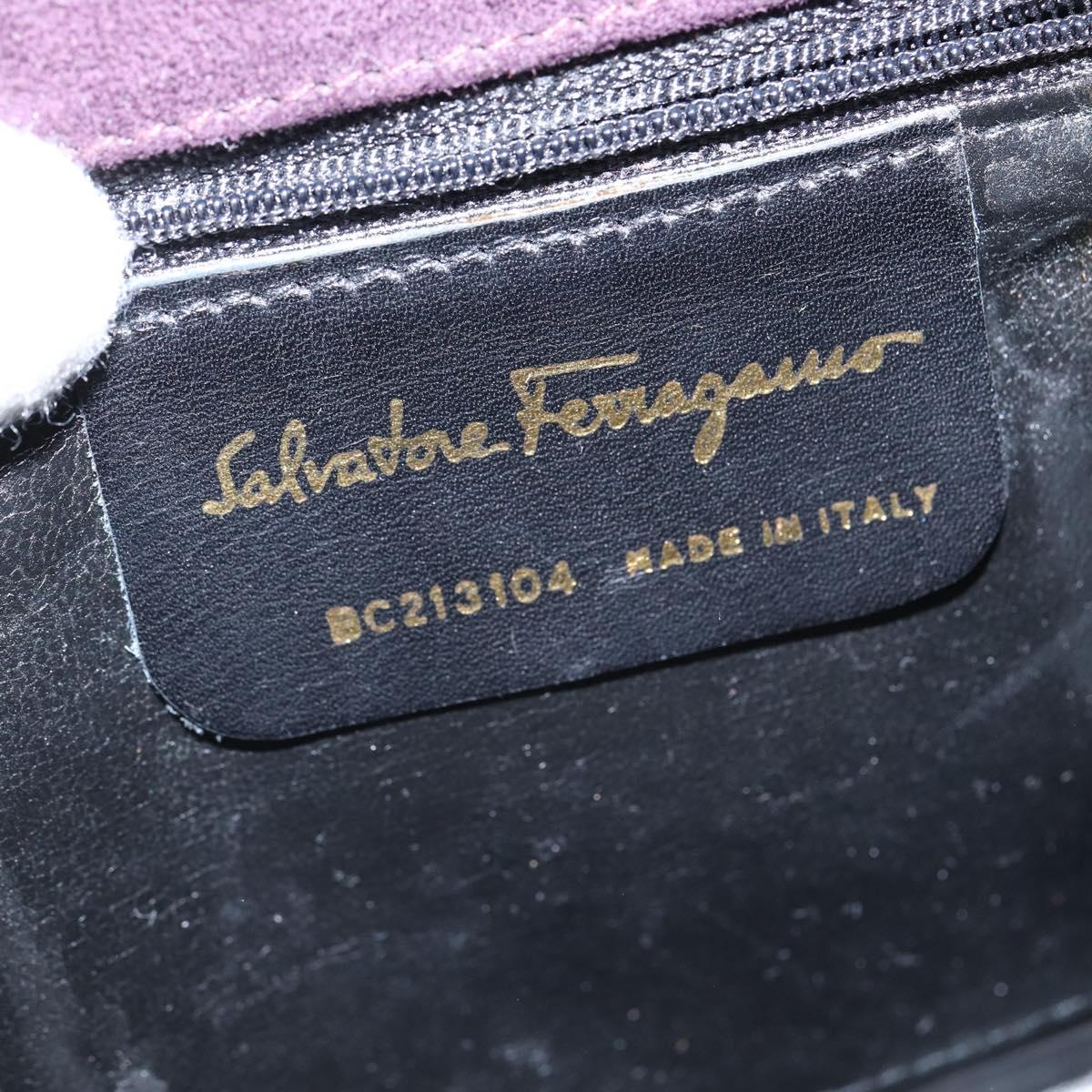Salvatore Ferragamo Vala Hand Bag Suede 2way Purple Gold Auth bs30438