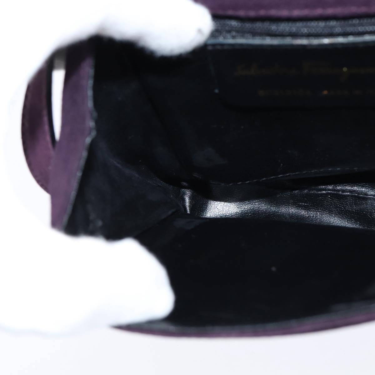 Salvatore Ferragamo Vala Hand Bag Suede 2way Purple Gold Auth bs30438