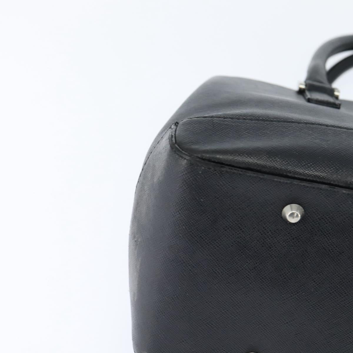BURBERRY Hand Bag Leather Black Silver Auth bs30441