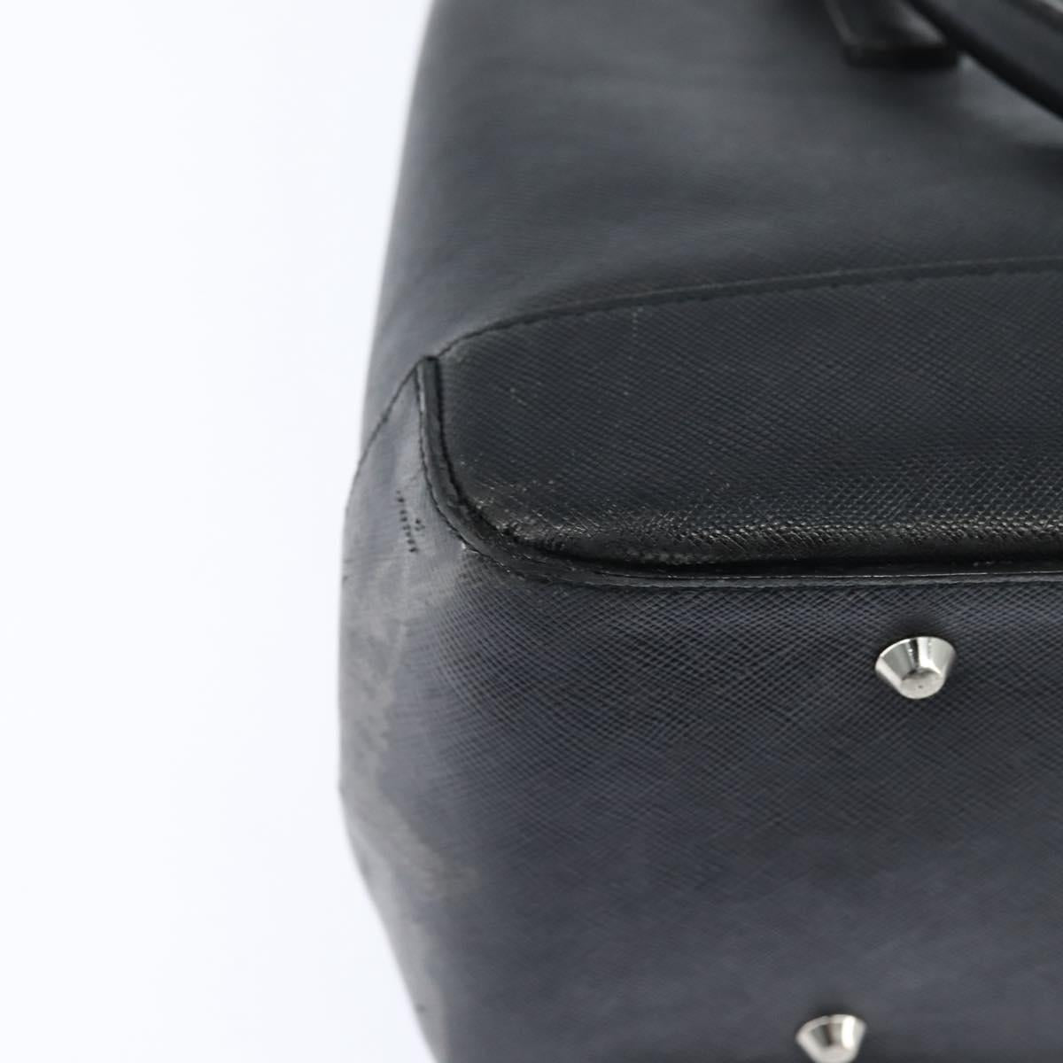 BURBERRY Hand Bag Leather Black Silver Auth bs30441