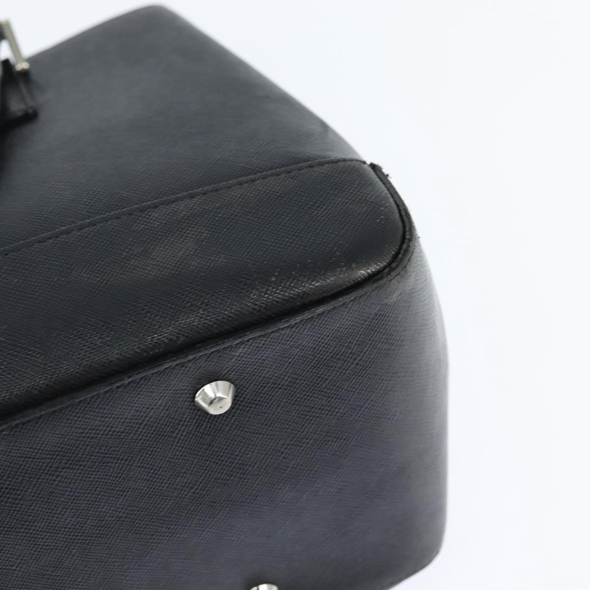 BURBERRY Hand Bag Leather Black Silver Auth bs30441