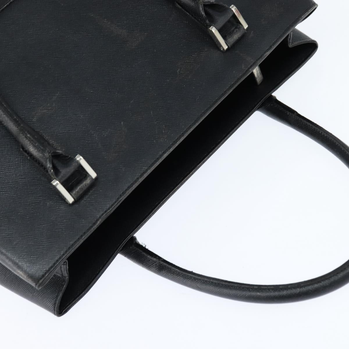 BURBERRY Hand Bag Leather Black Silver Auth bs30441