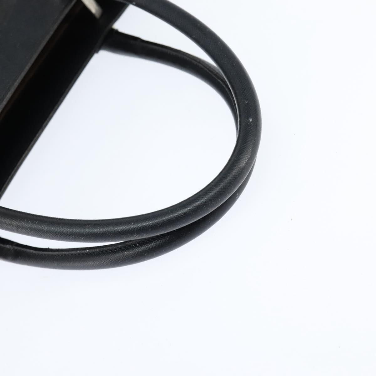 BURBERRY Hand Bag Leather Black Silver Auth bs30441