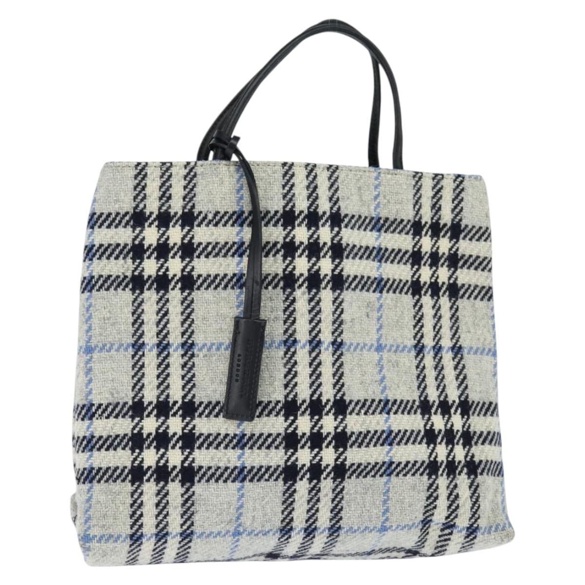 BURBERRY Nova Check Hand Bag tweed Gray Auth bs30442