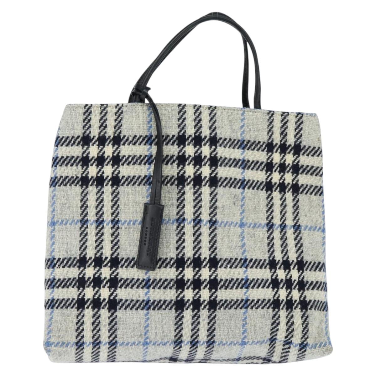 BURBERRY Nova Check Hand Bag tweed Gray Auth bs30442