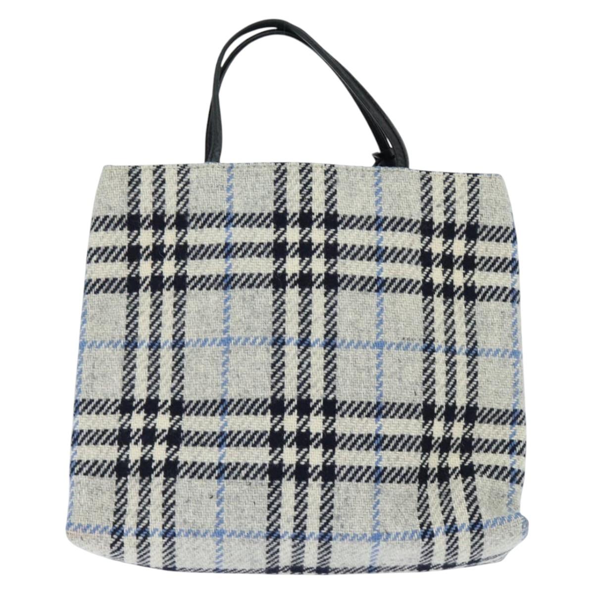 BURBERRY Nova Check Hand Bag tweed Gray Auth bs30442