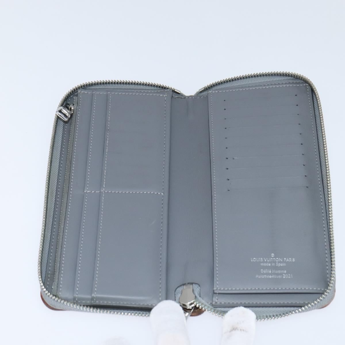 LOUIS VUITTON Mirror Zippy Wallet Vertical Wallet Silver M80808 LV Auth bs30443