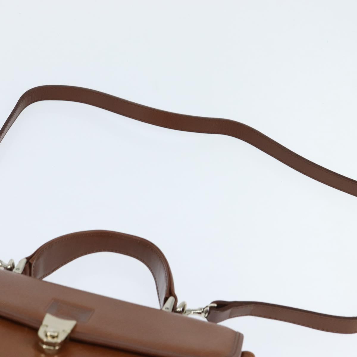 Burberrys Nova Check Hand Bag Leather 2way Brown Gold Auth bs30444