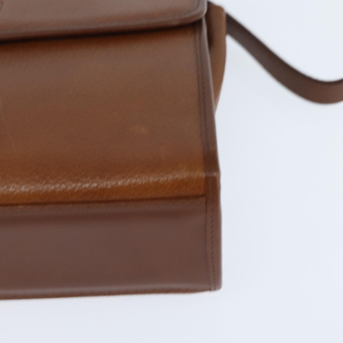 Burberrys Nova Check Hand Bag Leather 2way Brown Gold Auth bs30444