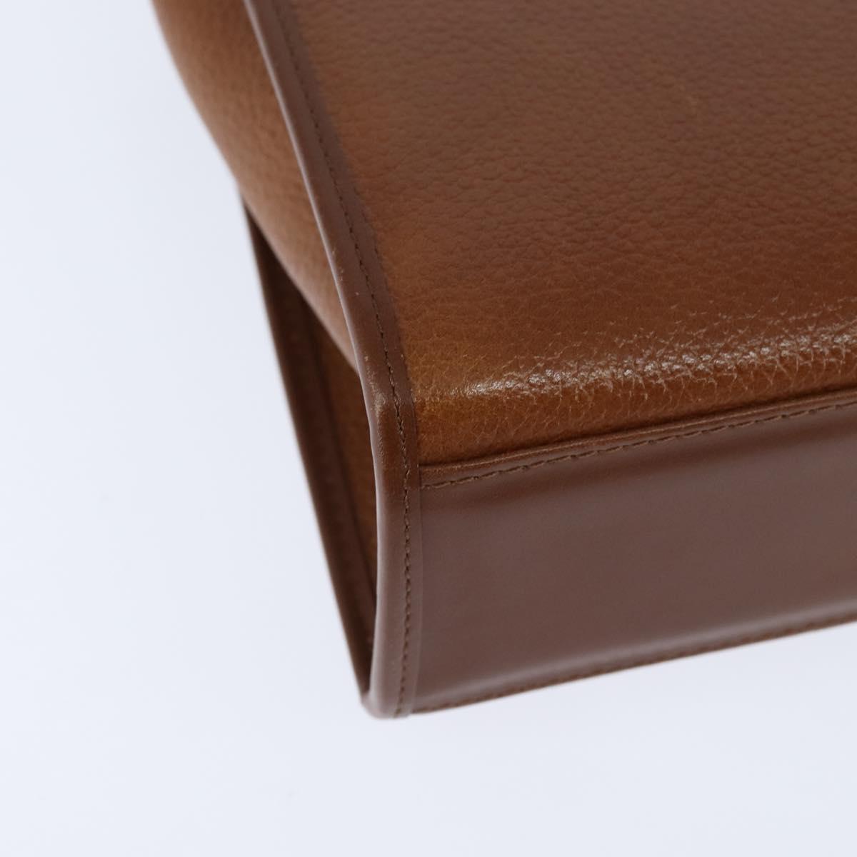 Burberrys Nova Check Hand Bag Leather 2way Brown Gold Auth bs30444