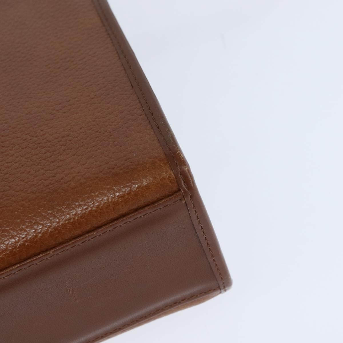 Burberrys Nova Check Hand Bag Leather 2way Brown Gold Auth bs30444