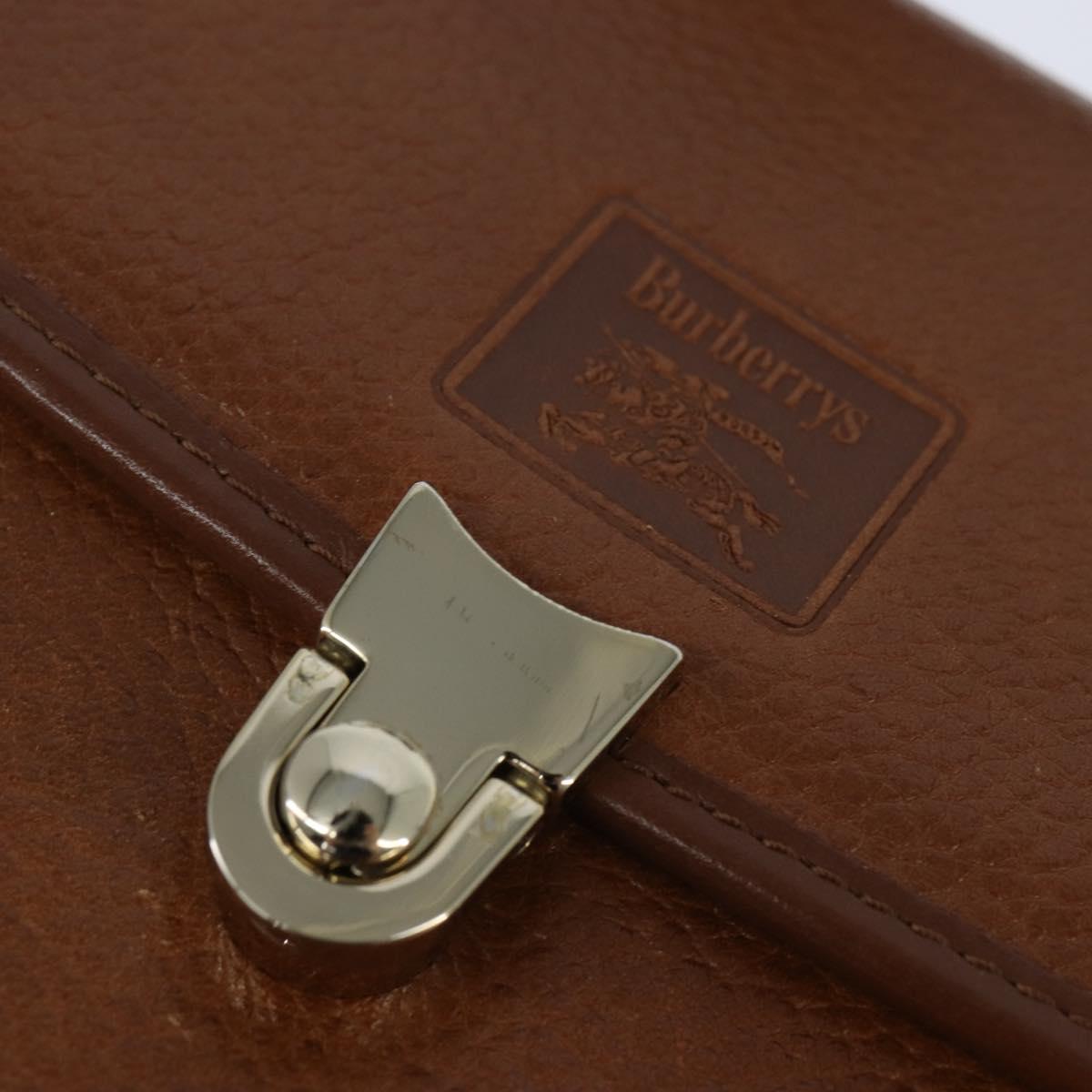 Burberrys Nova Check Hand Bag Leather 2way Brown Gold Auth bs30444