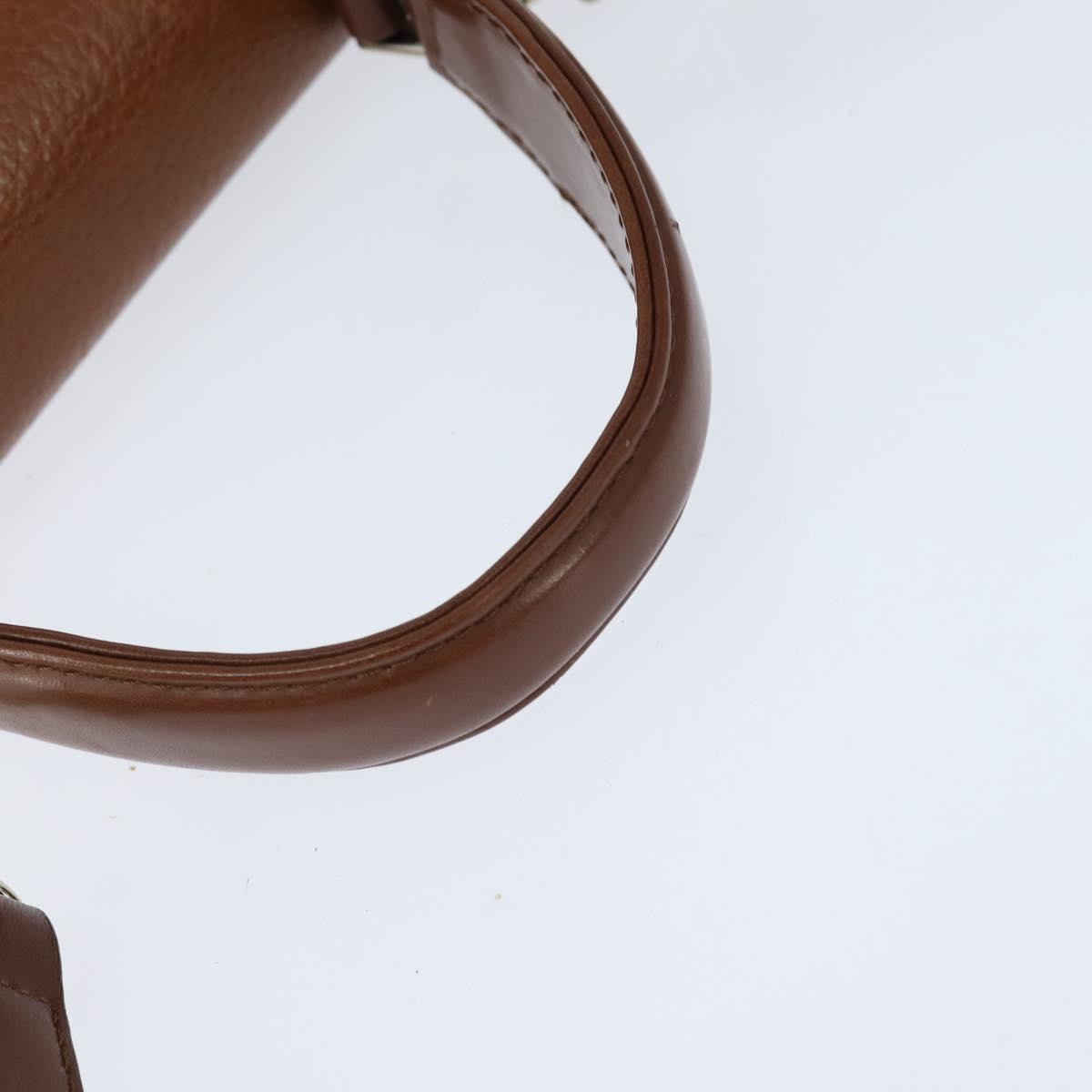 Burberrys Nova Check Hand Bag Leather 2way Brown Gold Auth bs30444