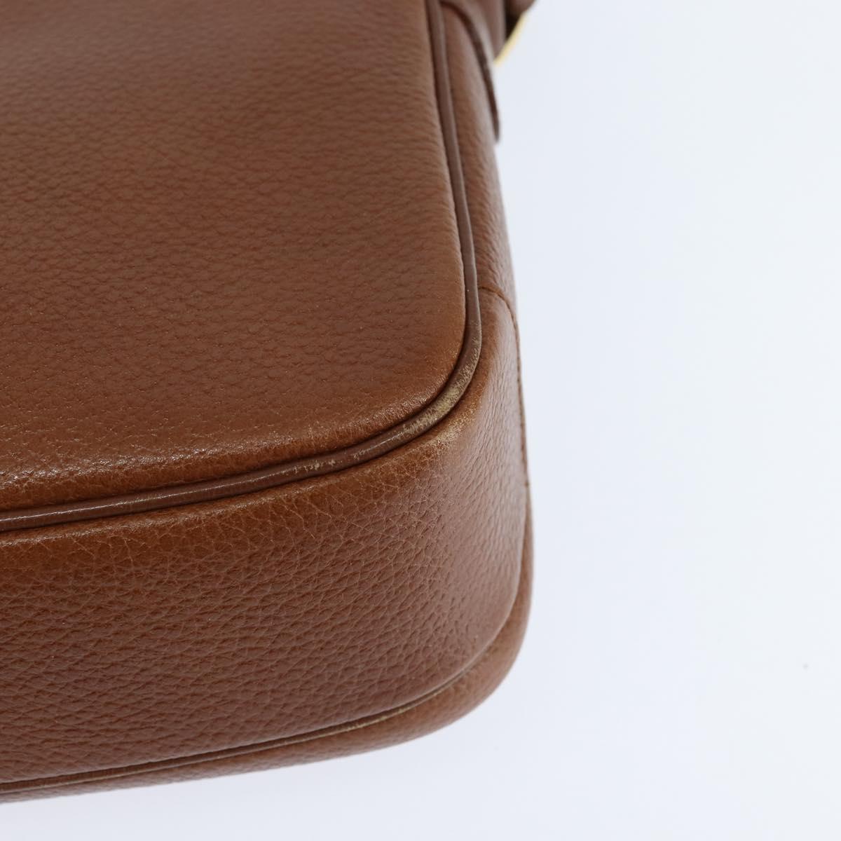 Burberrys Nova Check Shoulder Bag Leather Brown Gold Auth bs30445