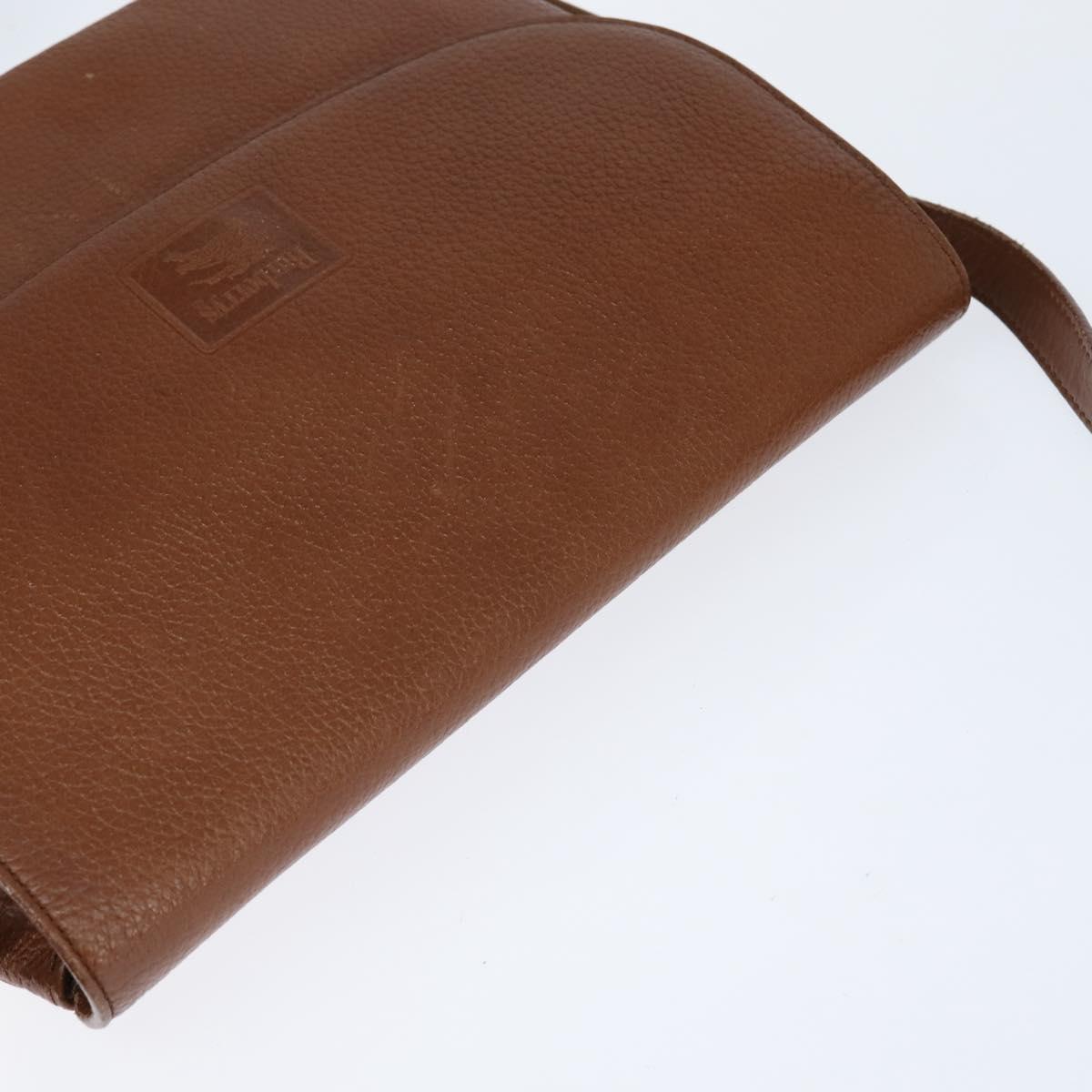 Burberrys Nova Check Shoulder Bag Leather Brown Gold Auth bs30445