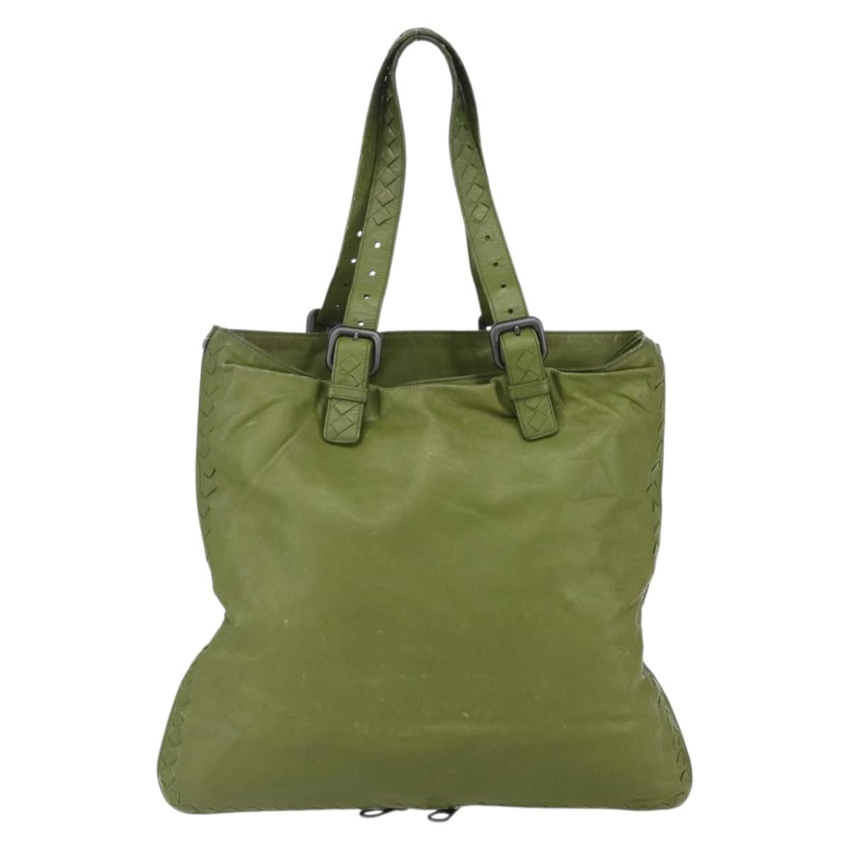 BOTTEGA NVENETA INTRECCIATO Shoulder Bag Leather Green Auth bs30446