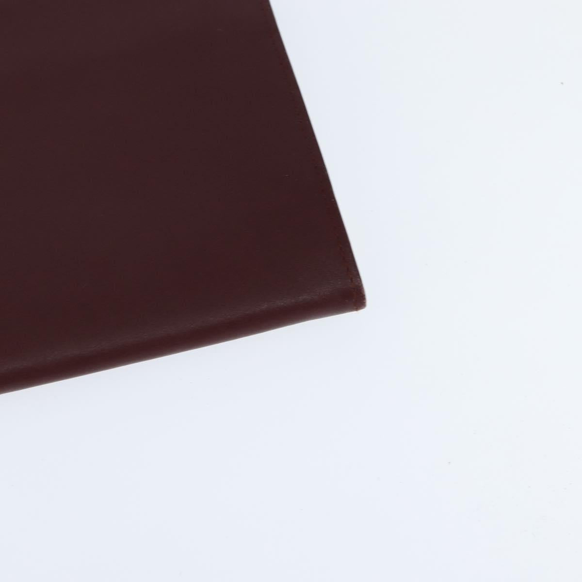 CARTIER Must Line Clutch Bag Leather Bordeaux Gold Auth bs30457