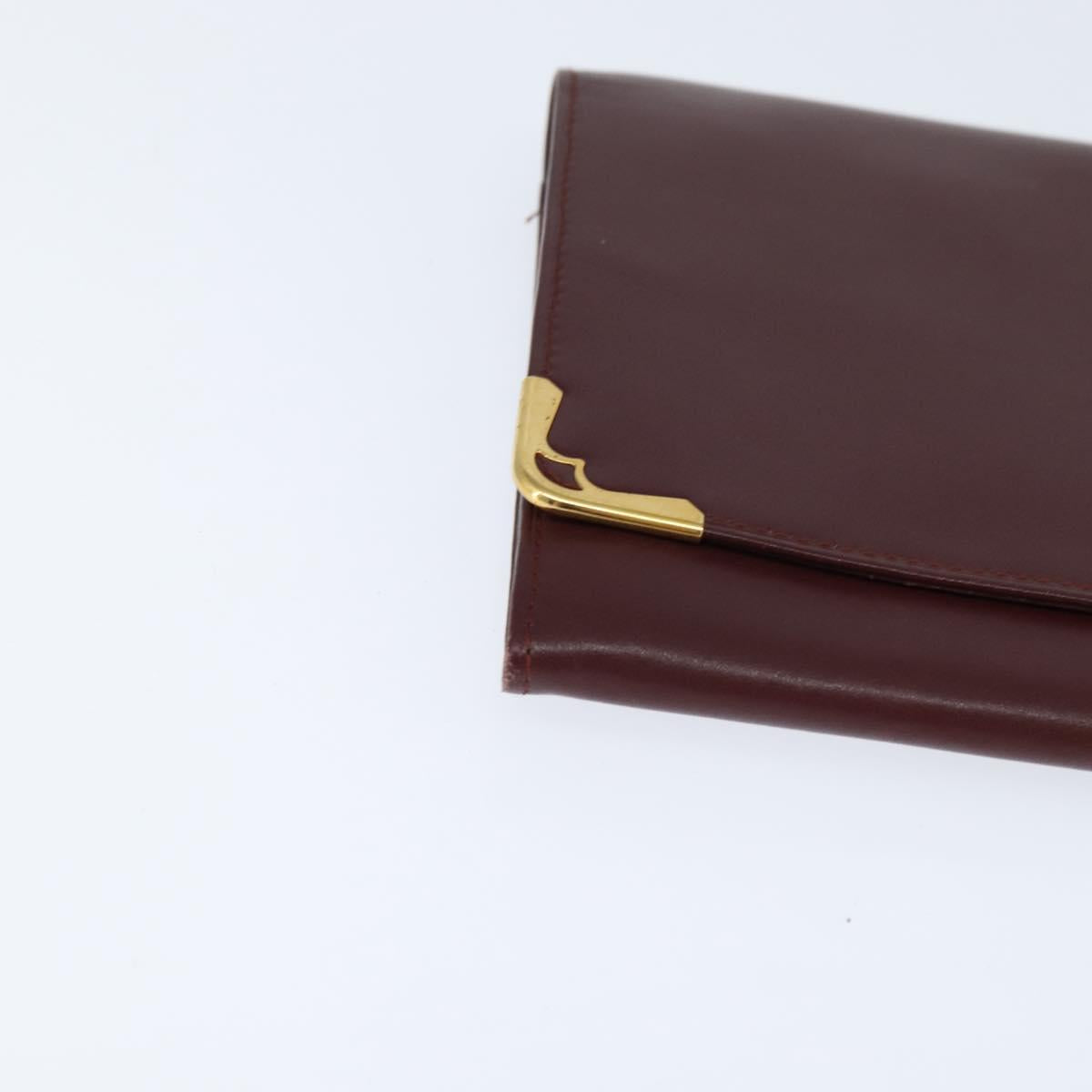 CARTIER Must Line Clutch Bag Leather Bordeaux Gold Auth bs30457