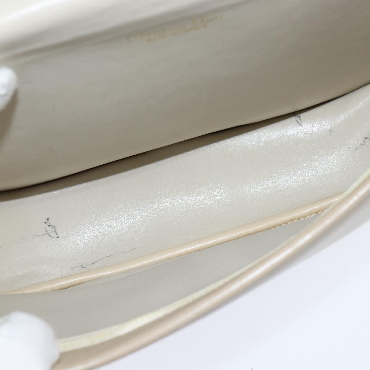 Christian Dior Shoulder Bag Leather Beige Gold Auth bs30458