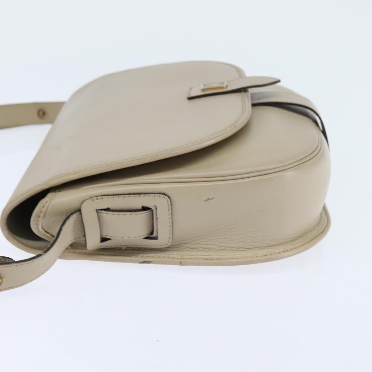 Christian Dior Shoulder Bag Leather Beige Gold Auth bs30458