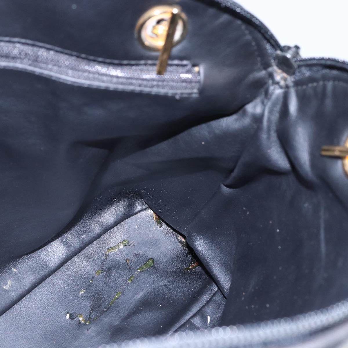 BALLY Chain Shoulder Bag Leather Black Auth bs30460