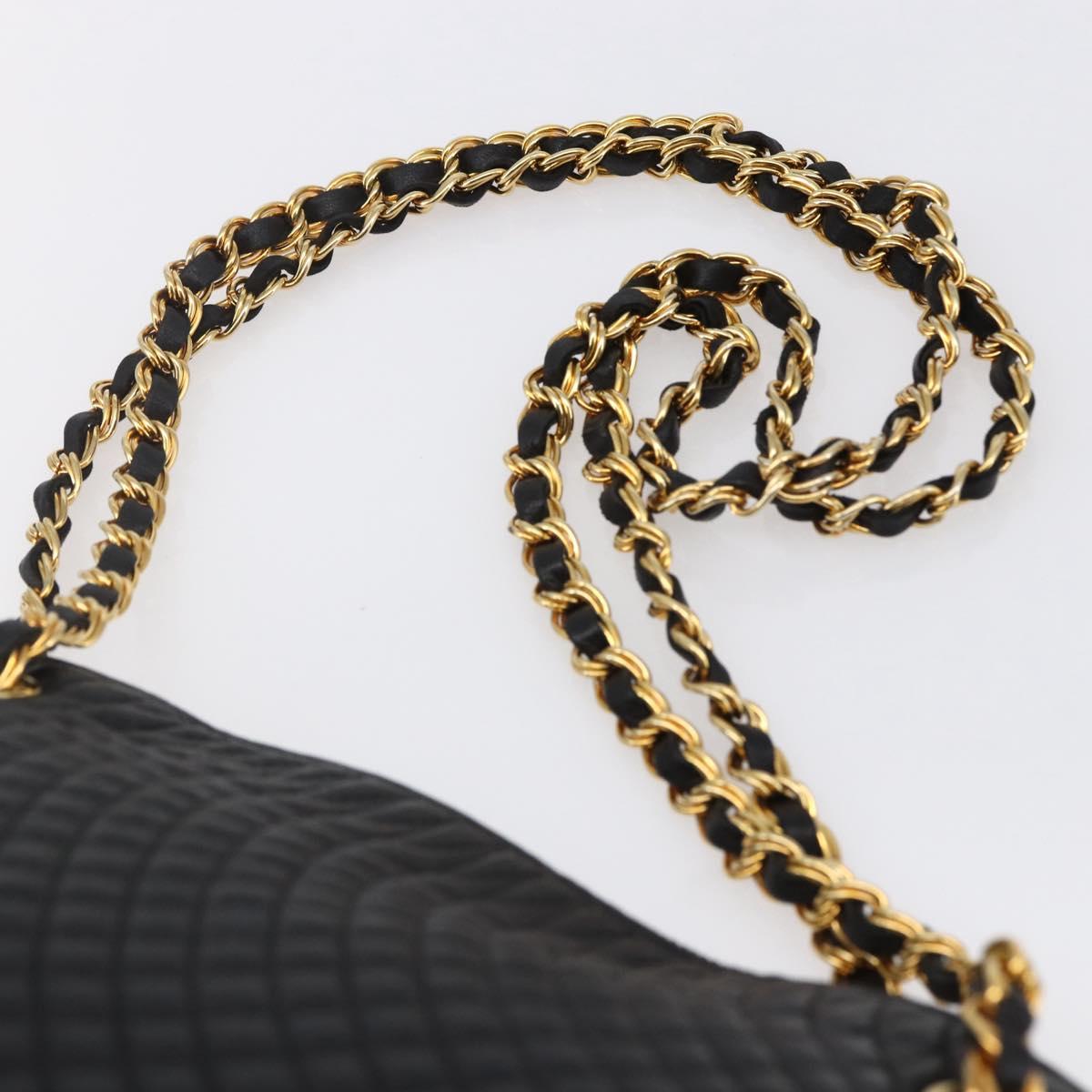 BALLY Chain Shoulder Bag Leather Black Auth bs30460