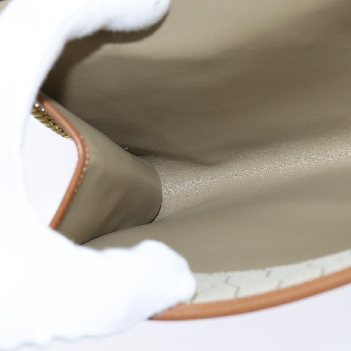 Christian Dior Honeycomb Canvas Chain Shoulder Bag Beige Auth bs30461