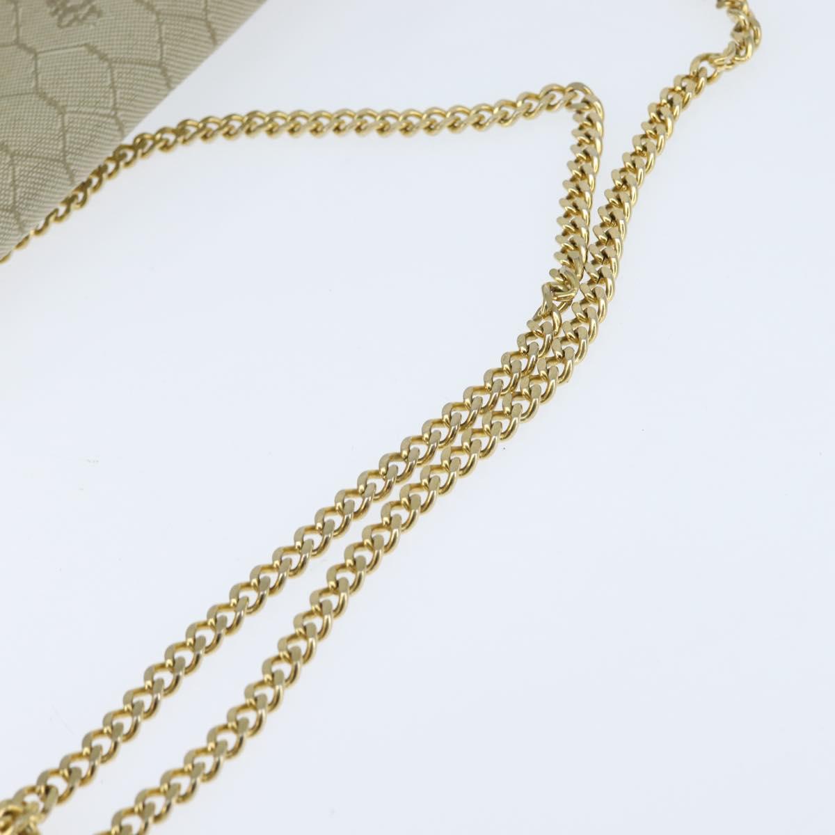 Christian Dior Honeycomb Canvas Chain Shoulder Bag Beige Auth bs30461