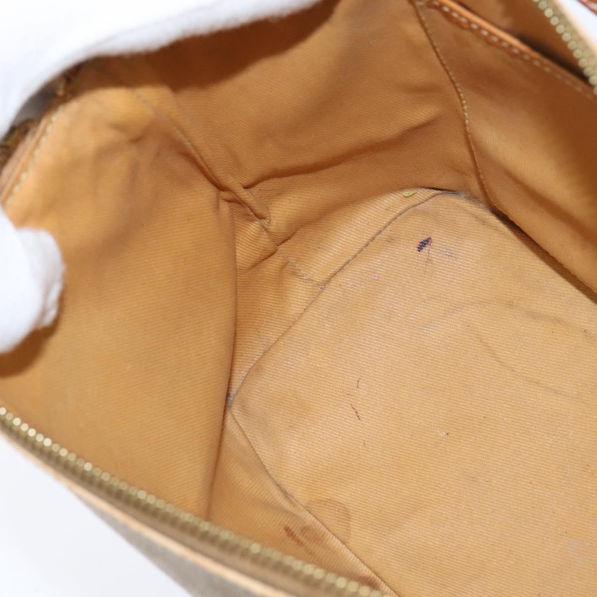 CELINE Macadam Canvas Shoulder Bag Beige Gold Auth bs30462