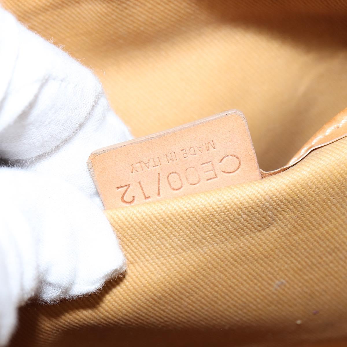 CELINE Macadam Canvas Shoulder Bag Beige Gold Auth bs30462