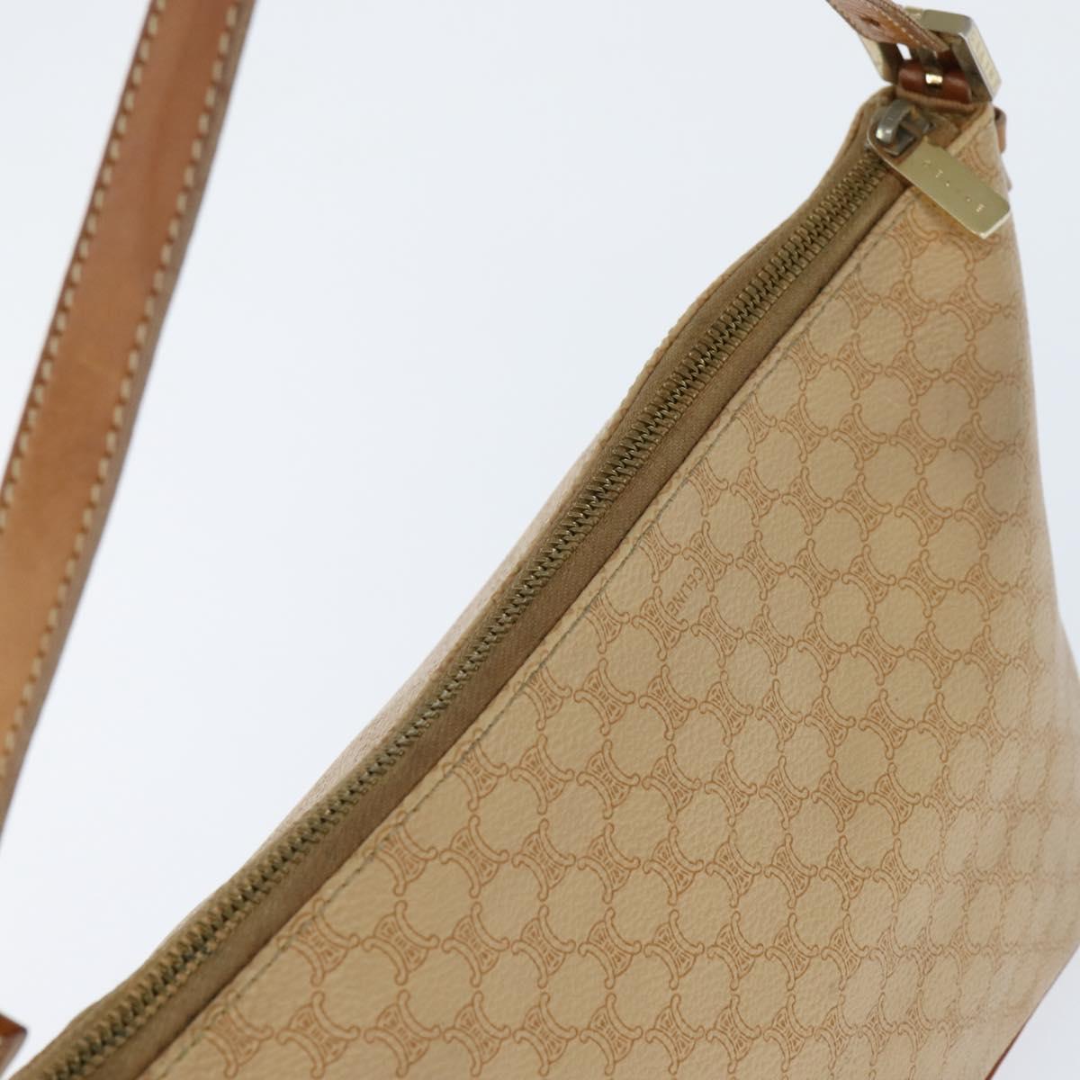 CELINE Macadam Canvas Shoulder Bag Beige Gold Auth bs30462