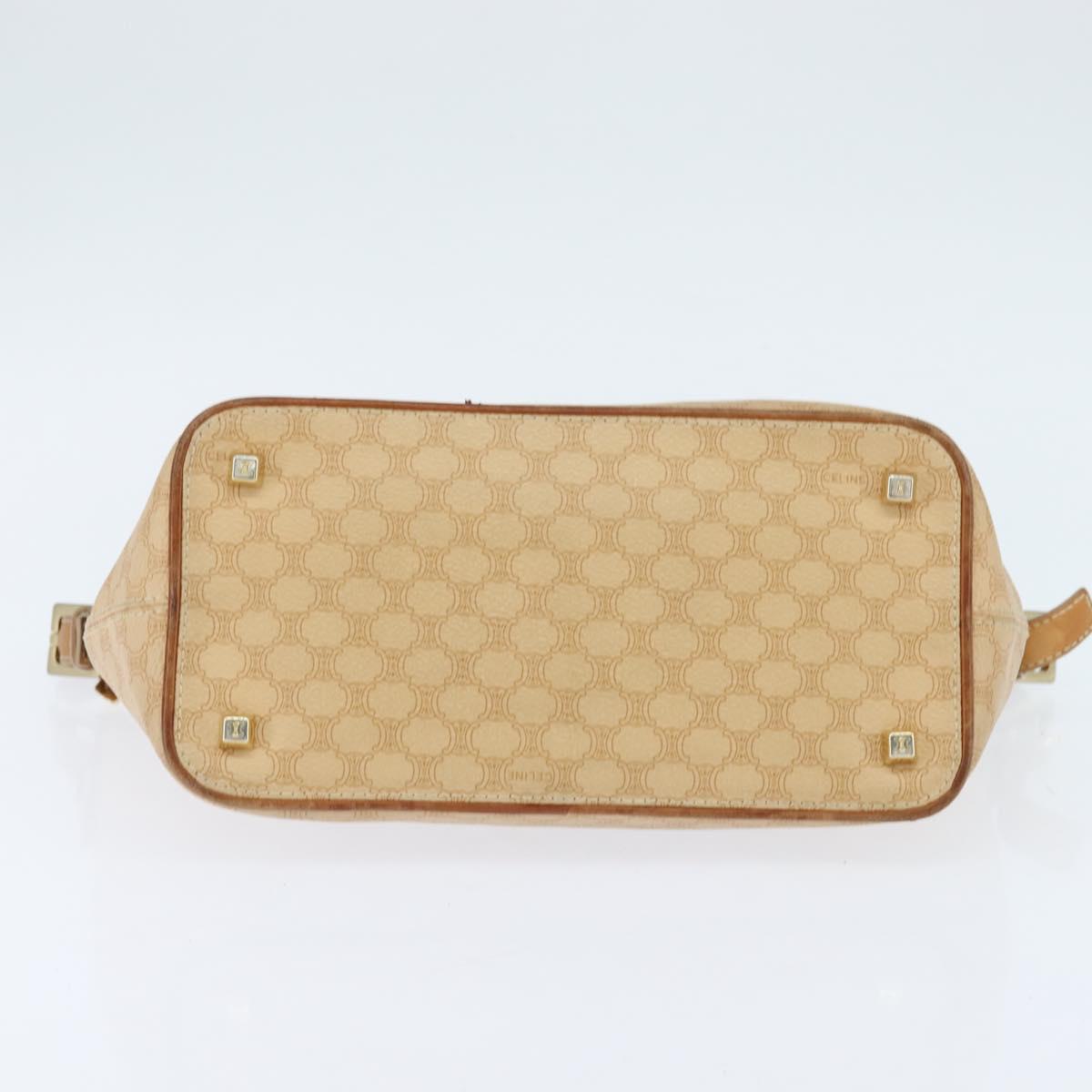 CELINE Macadam Canvas Shoulder Bag Beige Gold Auth bs30462