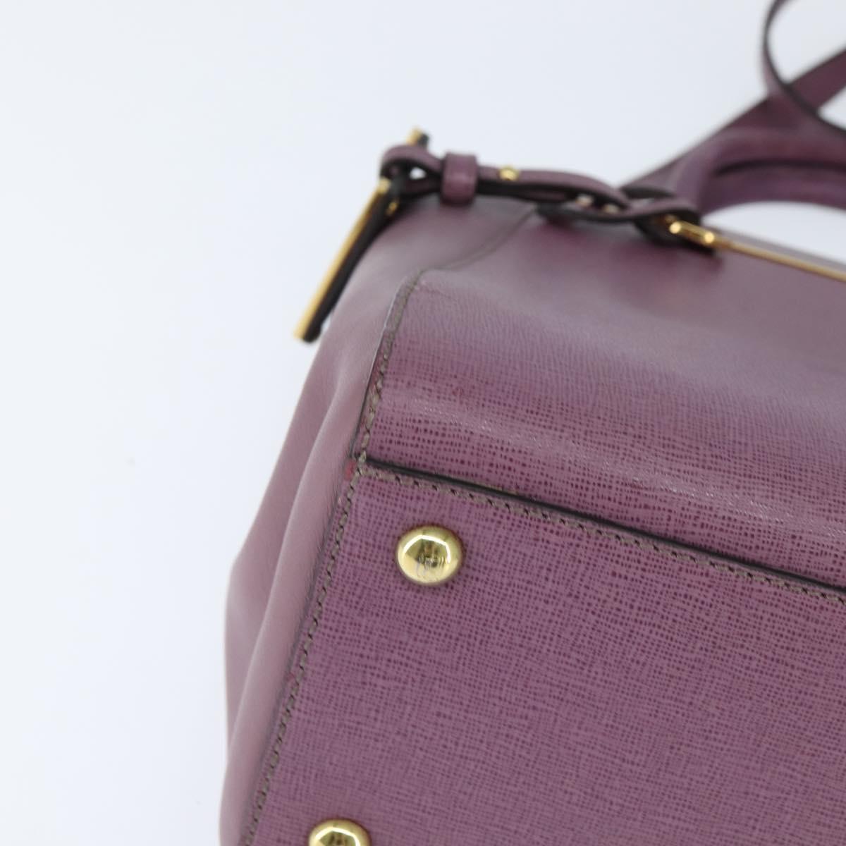 FENDI PETITE 2JOURS Hand Bag Leather Purple Gold Auth bs30463