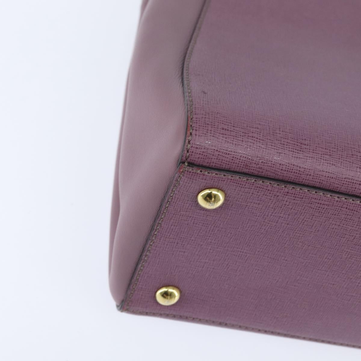 FENDI PETITE 2JOURS Hand Bag Leather Purple Gold Auth bs30463