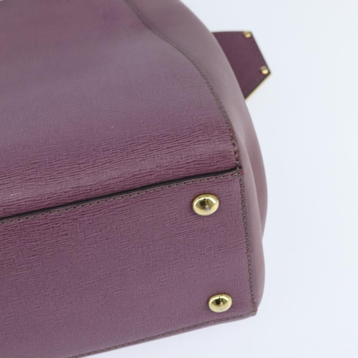 FENDI PETITE 2JOURS Hand Bag Leather Purple Gold Auth bs30463