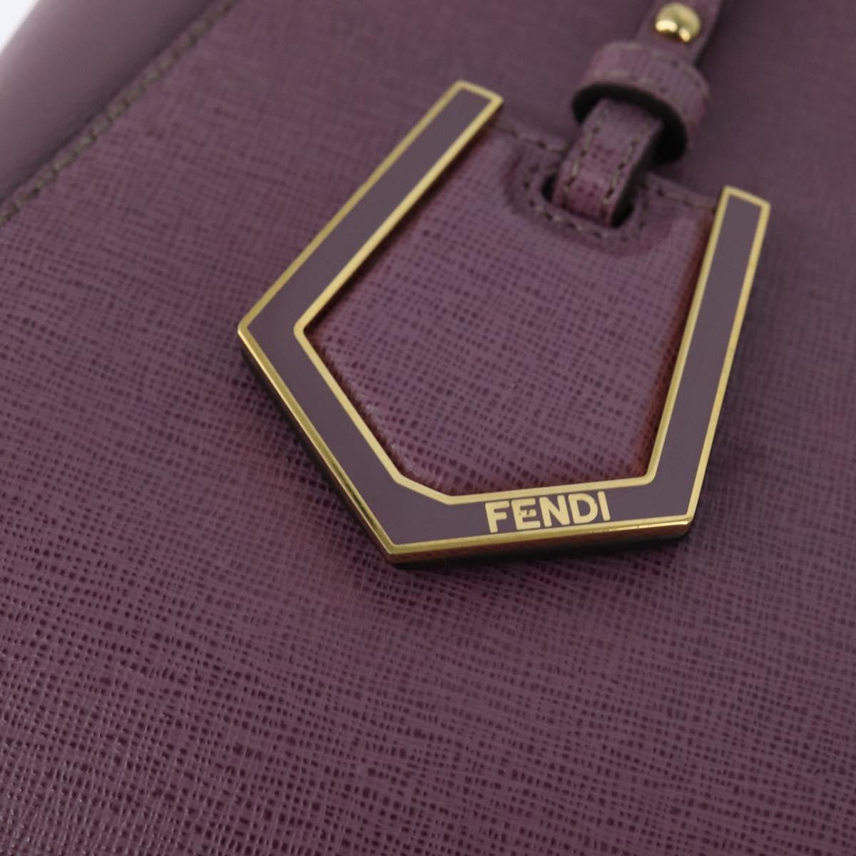 FENDI PETITE 2JOURS Hand Bag Leather Purple Gold Auth bs30463