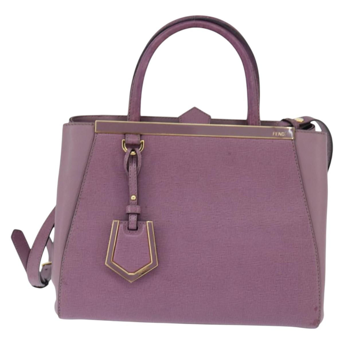 FENDI PETITE 2JOURS Hand Bag Leather Purple Gold Auth bs30463