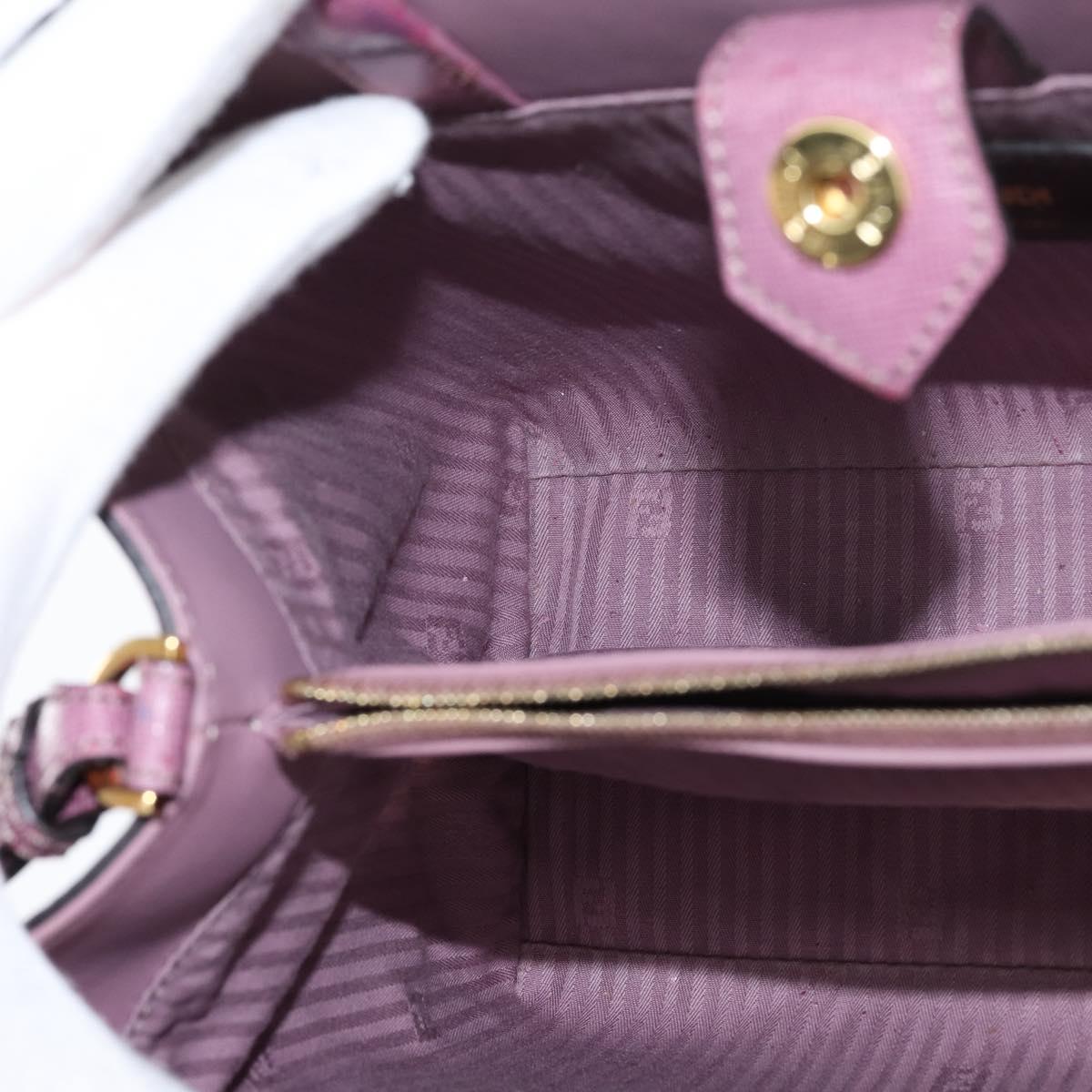 FENDI PETITE 2JOURS Hand Bag Leather Purple Gold Auth bs30463