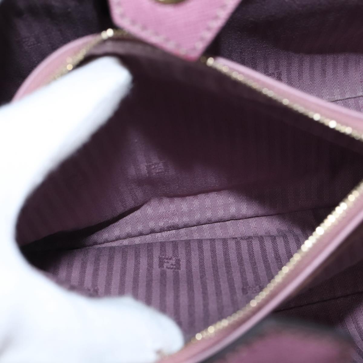 FENDI PETITE 2JOURS Hand Bag Leather Purple Gold Auth bs30463