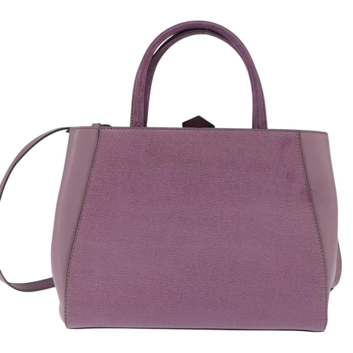 FENDI PETITE 2JOURS Hand Bag Leather Purple Gold Auth bs30463
