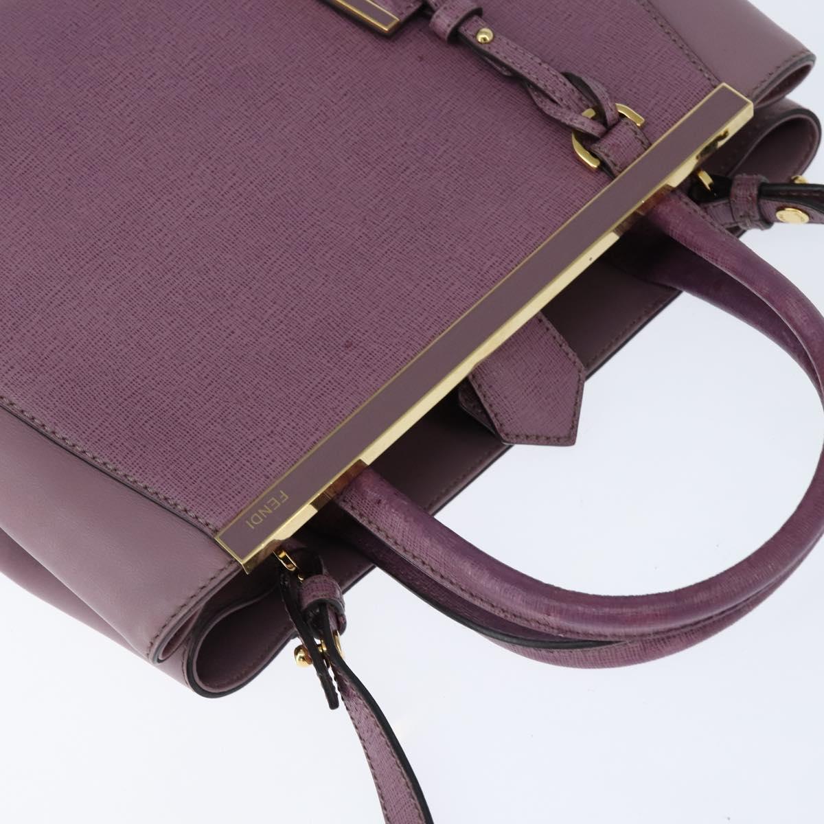 FENDI PETITE 2JOURS Hand Bag Leather Purple Gold Auth bs30463