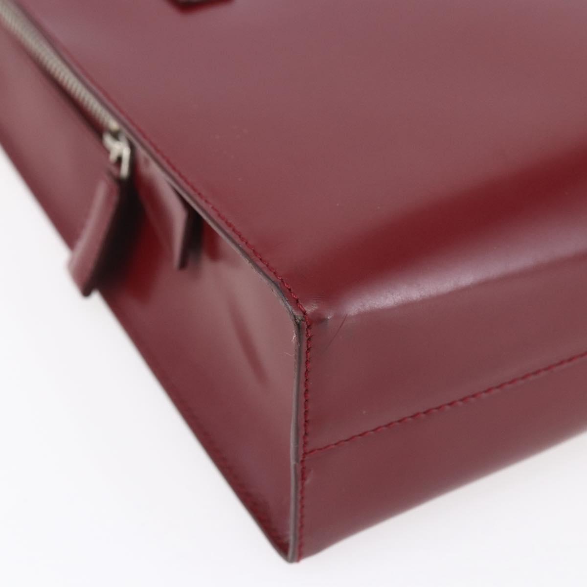 PRADA Tote Bag Enamel Red Silver Auth bs30465