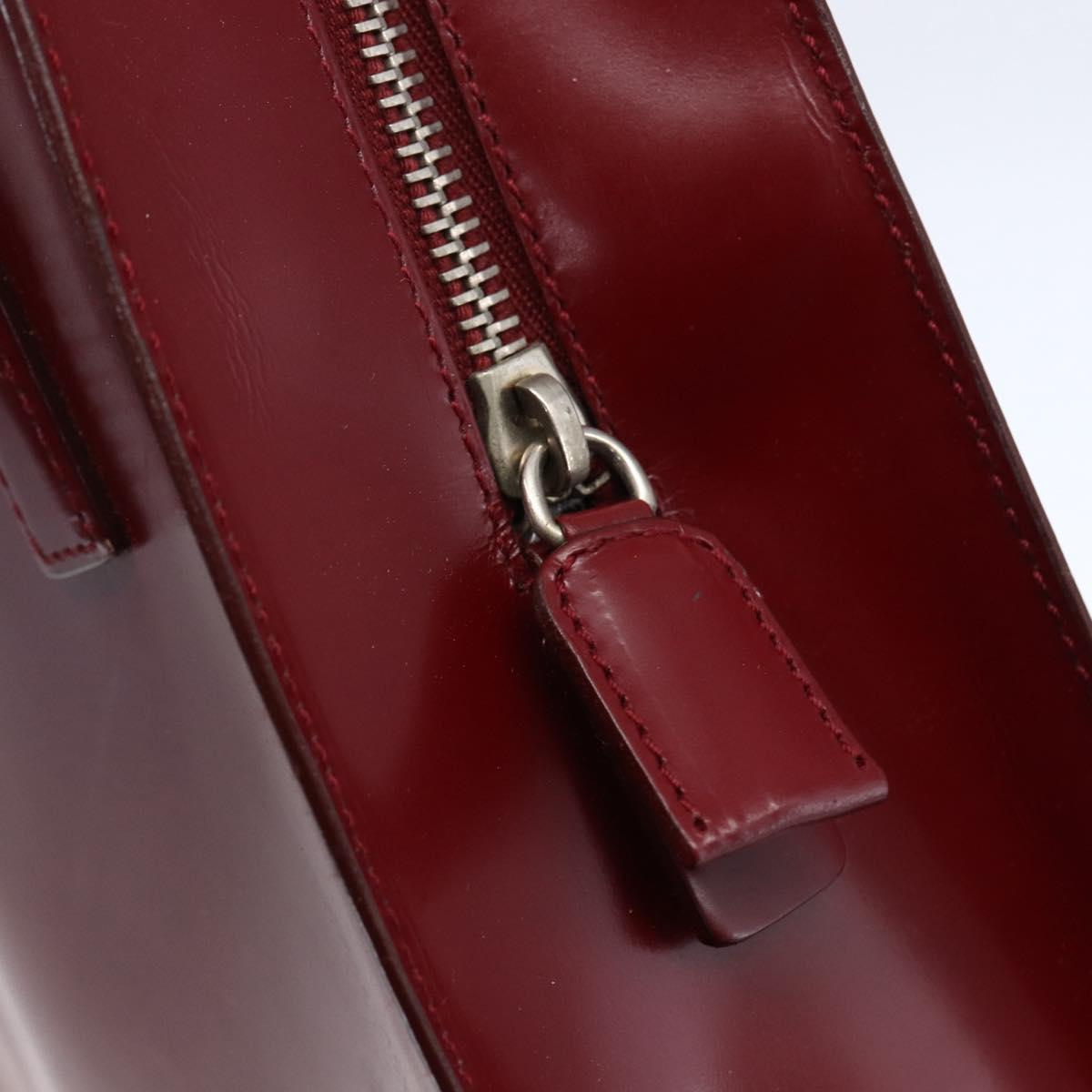 PRADA Tote Bag Enamel Red Silver Auth bs30465