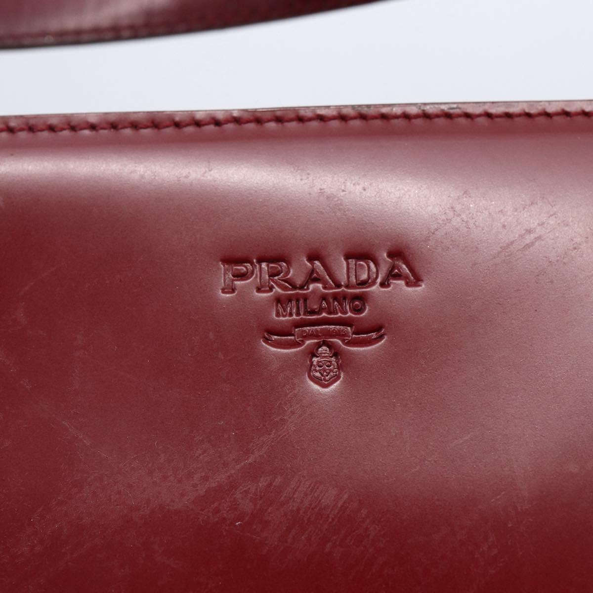 PRADA Tote Bag Enamel Red Silver Auth bs30465