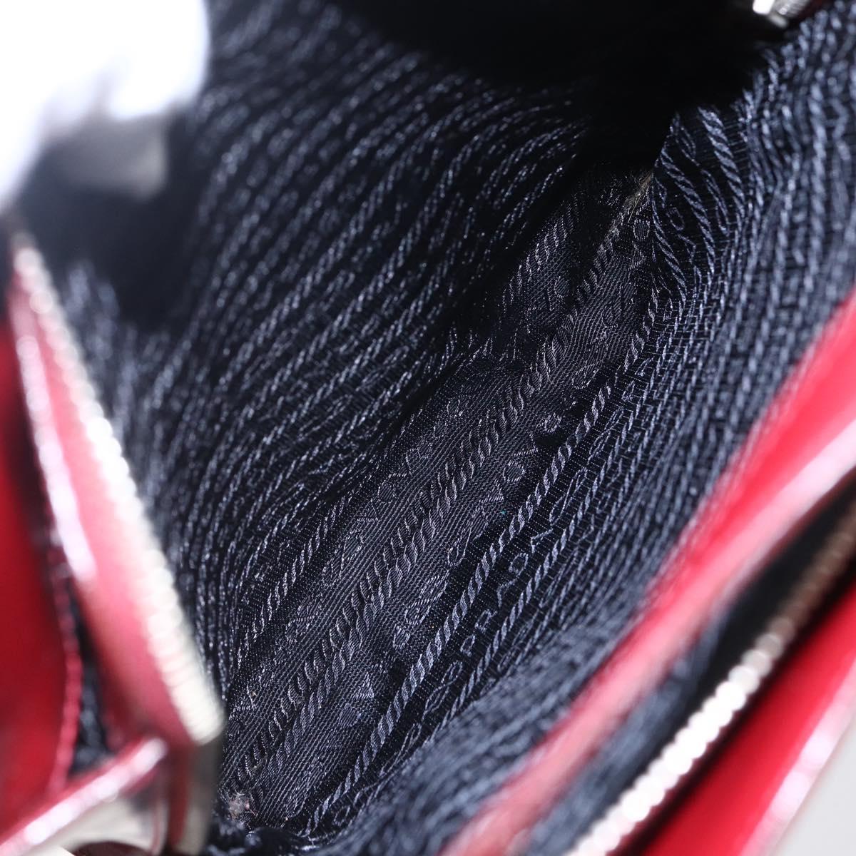 PRADA Tote Bag Enamel Red Silver Auth bs30465