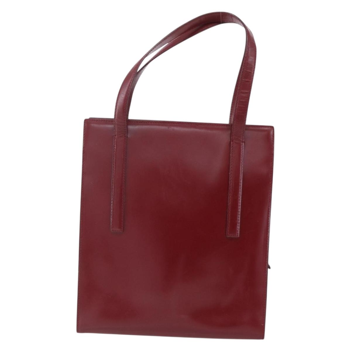 PRADA Tote Bag Enamel Red Silver Auth bs30465