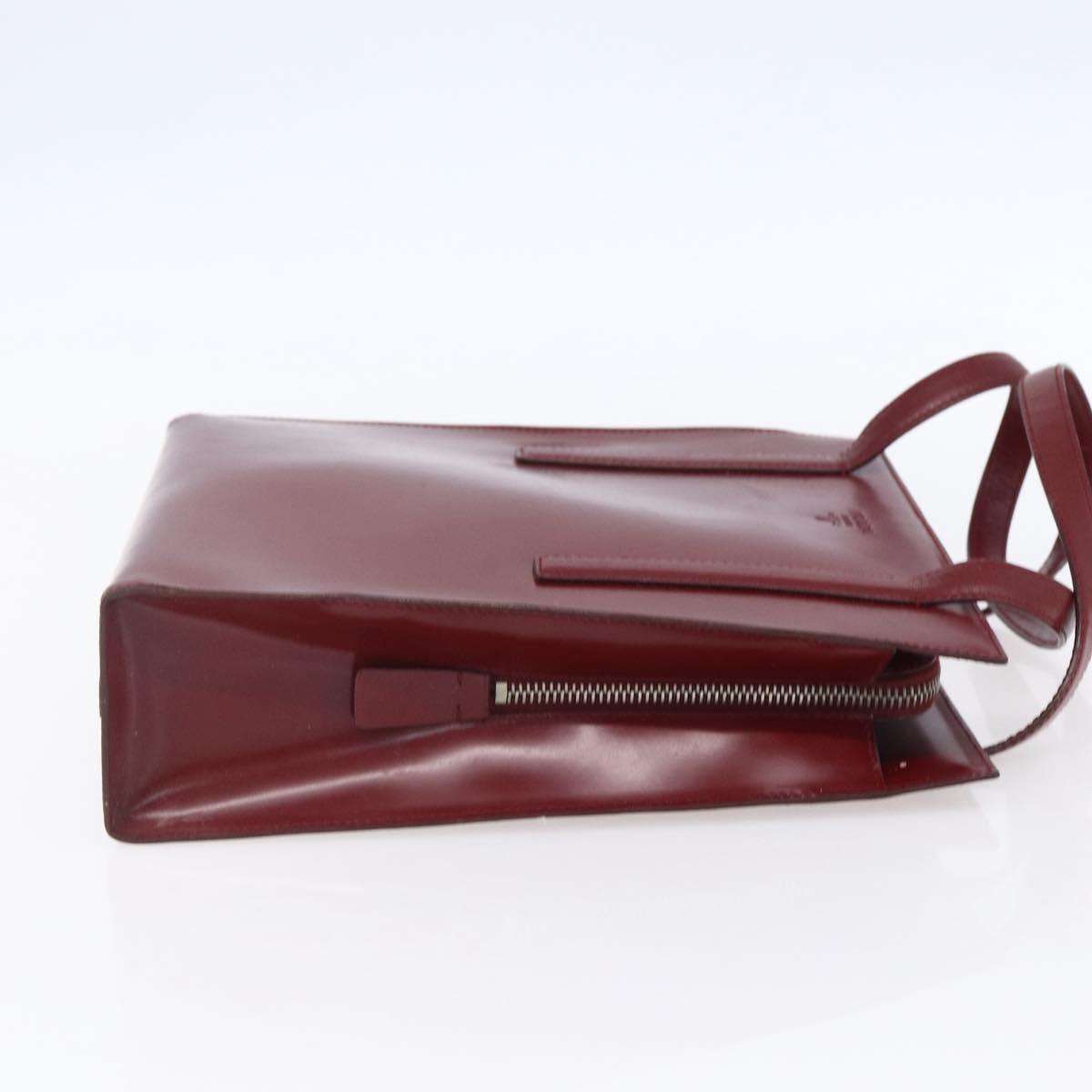 PRADA Tote Bag Enamel Red Silver Auth bs30465