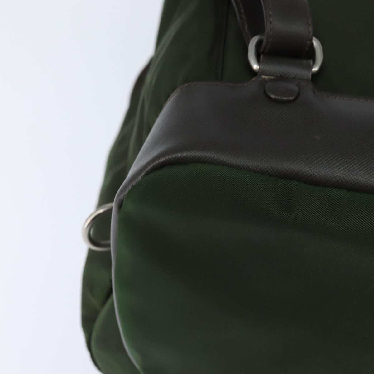 PRADA Backpack Nylon Leather Khaki Auth bs30468