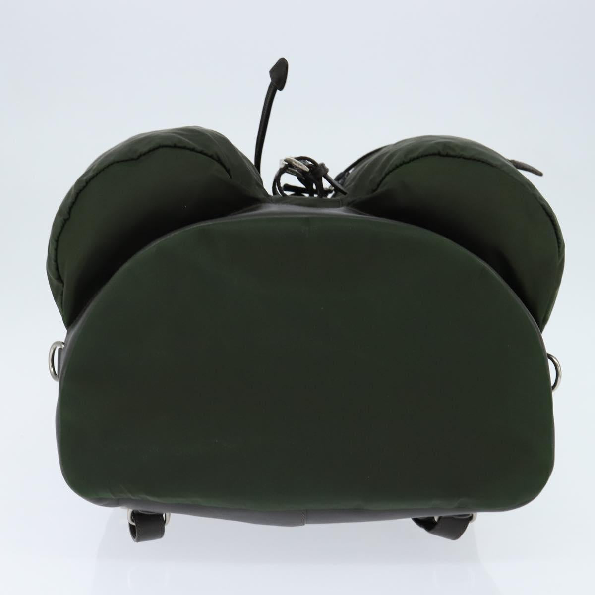 PRADA Backpack Nylon Leather Khaki Auth bs30468