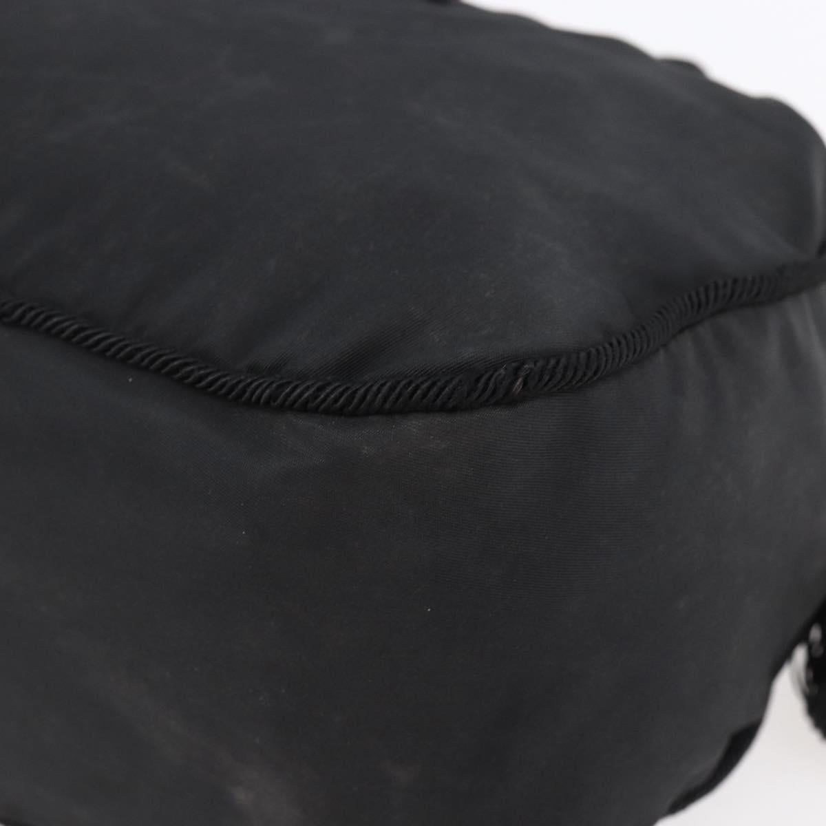 PRADA Beads Fringe Tote Bag Nylon Black Silver Auth bs30470